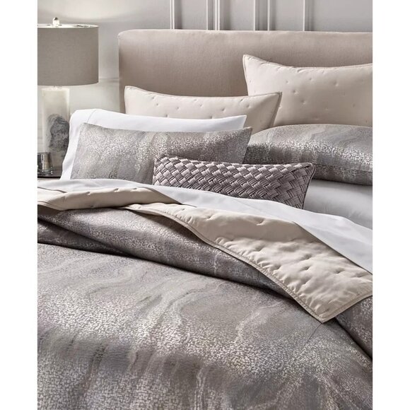 Hotel Collection Terra 3Pc Duvet Cover Set King Gray Taupe MSRP $550 - Picture 5 of 5